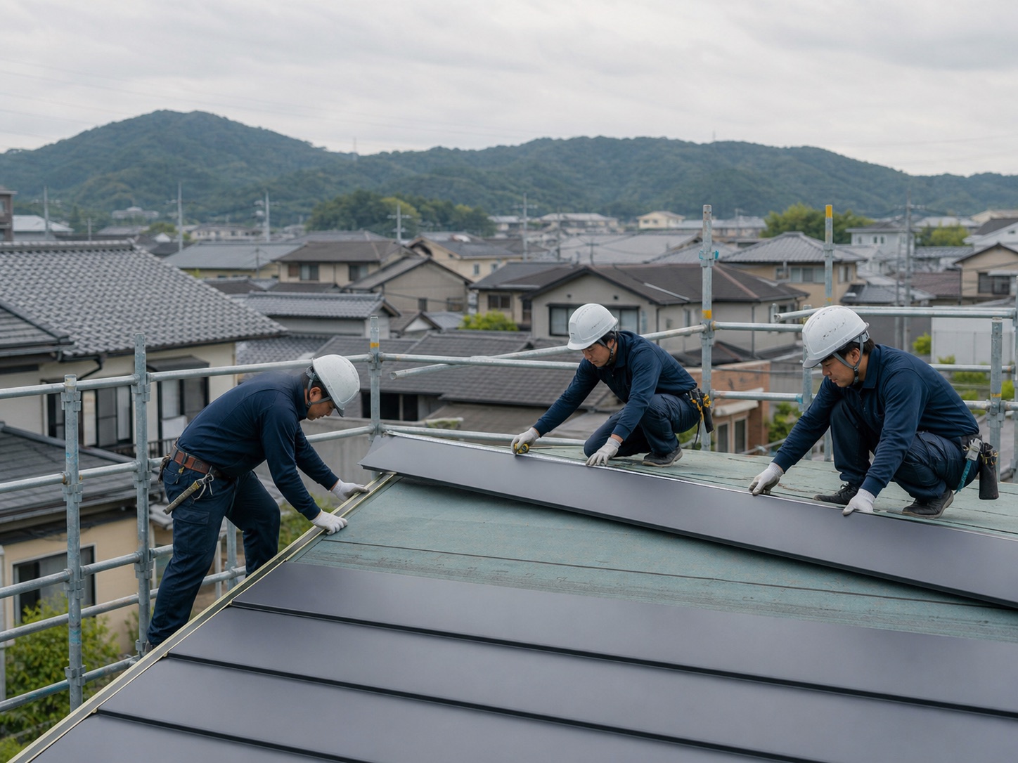 壁際瓦修理の施工イメージ
